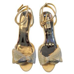 Badgley Mischka Remi evening sandal nude/champagne satin Women's size 9